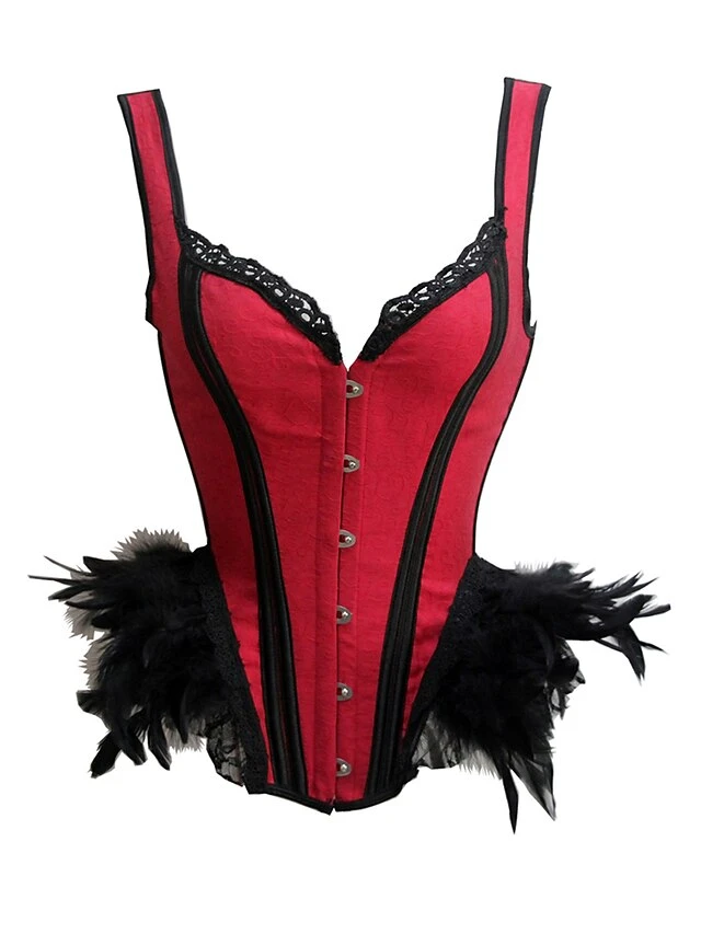 Women's Black And Red Corsets Dark Purple Corsets Shapewear Patchwork Corsets Party Halloween Club Polyester Breathable Straps Sleeveless Backless Feather Summer Spring Red Purple 1 Women's Black And Red Corsets Dark Purple Corsets Shapewear Patchwork Corsets Party Halloween Club Polyester Breathable Straps Sleeveless Backless Feather Summer Spring Red Purple