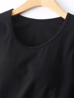 Women's Cotton Pajama Top With Chest Pads Loungewear Top Pure Color Fashion Casual Comfort Home Street Daily Cotton Breathable Crew Neck Long Sleeve Fall Winter Black Pink -Deals The Sexy Bra Store nntluq1697699925218