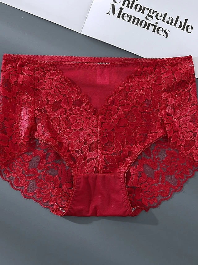 Women's Sexy Panties Brief Underwear 1pc / Pack Underwear Fashion Sexy Lace Lace Nylon Mid Waist Sexy Black Red White S M L 4 Women's Sexy Panties Brief Underwear 1pc / Pack Underwear Fashion Sexy Lace Lace Nylon Mid Waist Sexy Black Red White S M L - Image 4