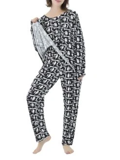 Women's Plus Size Loungewear Sets Stripe Flower Warm Fashion Casual Home Street Daily Polyester Warm Breathable Crew Neck Long Sleeve T Shirt Tee Pant Fall Winter Black Strips Black Daisy -Deals The Sexy Bra Store npxsig1693986218649