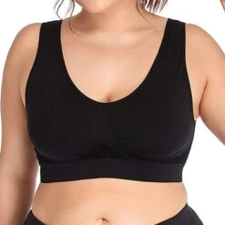 Curve Plus Size Backless Hole Solid Color Casual U Neck Fall Winter Wireless Bras Full Coverage Bra Watermelon Red Bean Paste Purple Black Big Size L XL 2XL 3XL 4XL -Deals The Sexy Bra Store nqxfpw1660284062910