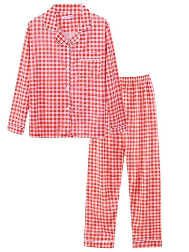 Women's Loungewear Sets Animal Grid / Plaid Fashion Comfort Soft Home Daily Bed Polyester Breathable Lapel Long Sleeve Shirt Pant Button Pocket Fall Winter White Cow Pink Cow 4 Women's Loungewear Sets Animal Grid / Plaid Fashion Comfort Soft Home Daily Bed Polyester Breathable Lapel Long Sleeve Shirt Pant Button Pocket Fall Winter White Cow Pink Cow - Image 4