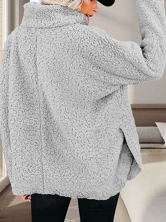 Women's Fleece Turtle Neck Lounge Top Pure Color Casual Comfort Home Street Daily Sherpa Warm Breathable Stand Collar Long Sleeve Pullover Pocket Fall Winter Black Pink 4 Women's Fleece Turtle Neck Lounge Top Pure Color Casual Comfort Home Street Daily Sherpa Warm Breathable Stand Collar Long Sleeve Pullover Pocket Fall Winter Black Pink - Image 4