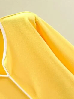 Women's Pajamas Sets Patchwork Warm Fashion Plush Home Daily Bed Cotton Warm Breathable V Wire Long Sleeve Shirt Pant Button Fall Winter Korean Fans Yellow -Deals The Sexy Bra Store ntmysv1695281900306