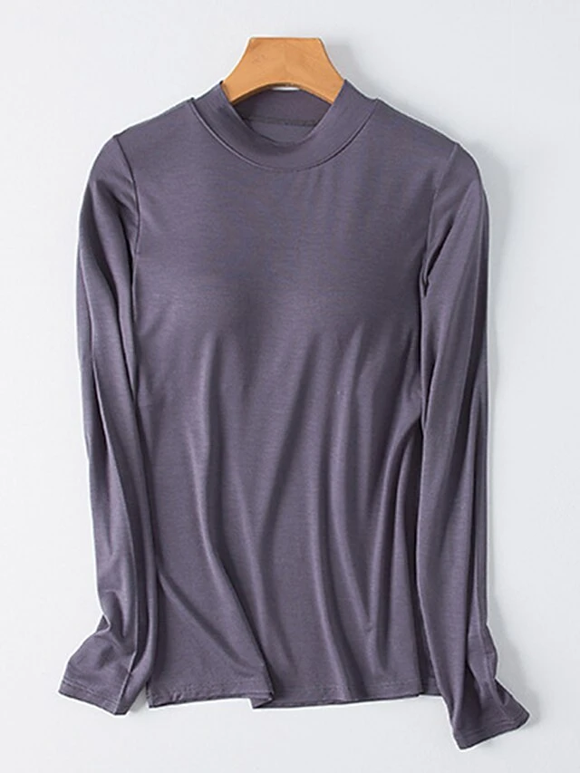 Women's Pajama Top With Chest Pads Loungewear Top Pure Color Fashion Casual Comfort Home Daily Bed Modal Breathable Crew Neck Long Sleeve Fall Winter Black White 12 Women's Pajama Top With Chest Pads Loungewear Top Pure Color Fashion Casual Comfort Home Daily Bed Modal Breathable Crew Neck Long Sleeve Fall Winter Black White - Image 12