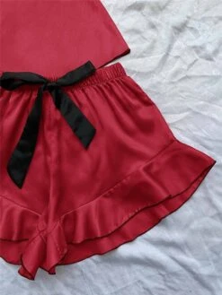 Women's Pajamas Pajama Top And Pant Sets Pure Color Simple Casual Soft Home Daily Bed Satin Breathable Straps Short Sleeve Strap Top Shorts Summer Spring Lotus Pink Black -Deals The Sexy Bra Store nuwetr1680597776353