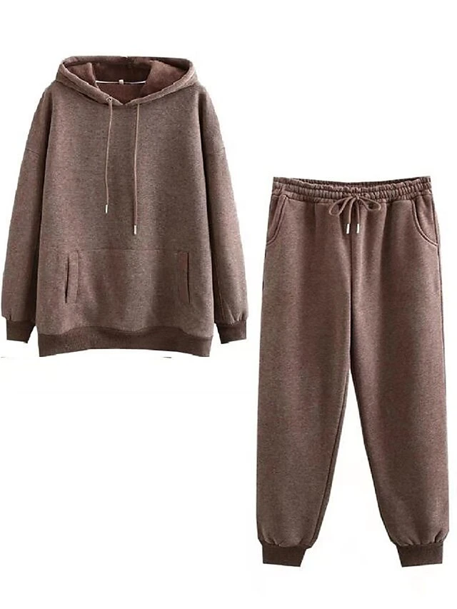 Women's Loungewear Sets Pure Color Warm Fashion Sport Street Daily Going Out Polyester Comfort Warm Hoodie Pocket Fall Winter Black White 12 Women's Loungewear Sets Pure Color Warm Fashion Sport Street Daily Going Out Polyester Comfort Warm Hoodie Pocket Fall Winter Black White - Image 12