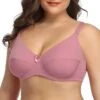 Women's Underwire Bras Full Coverage Pure Color Hook & Eye Nylon 1PC Black White
