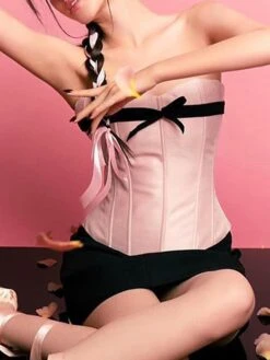 Women's Corsets Halloween Waist Trainer Body Shaper Pure Color Fashion Hot Punk & Gothic Party Carnival Satin Breathable Bandeau Sleeveless Backless Summer Spring Pink -Deals The Sexy Bra Store nxrzpf1691392647563