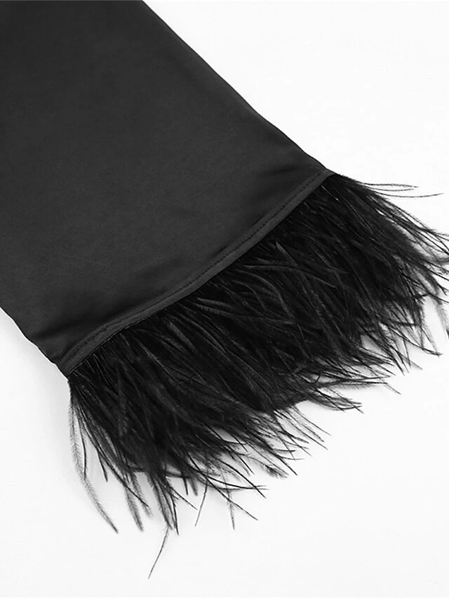 Women's Pajamas Bathrobe Robes Gown Pure Color Simple Casual Comfort Wedding Party Satin Breathable V Wire Long Sleeve Feather Fall Winter Black White 13 Women's Pajamas Bathrobe Robes Gown Pure Color Simple Casual Comfort Wedding Party Satin Breathable V Wire Long Sleeve Feather Fall Winter Black White - Image 13