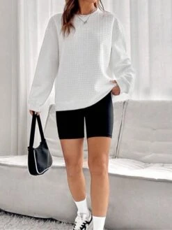 Women's Loungewear Top Pure Color Casual Comfort Soft Home Street Daily Polyester Breathable Crew Neck Long Sleeve Fall Winter Claret Black -Deals The Sexy Bra Store nylstc1693295698268