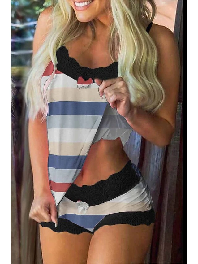 Women's Pajamas Pajama Top And Pant Sets Letter Flower Hot Casual Soft Home Daily Bed Polyester Breathable Straps Sleeveless Strap Top Shorts Summer Spring Black Pink 5 Women's Pajamas Pajama Top And Pant Sets Letter Flower Hot Casual Soft Home Daily Bed Polyester Breathable Straps Sleeveless Strap Top Shorts Summer Spring Black Pink - Image 5