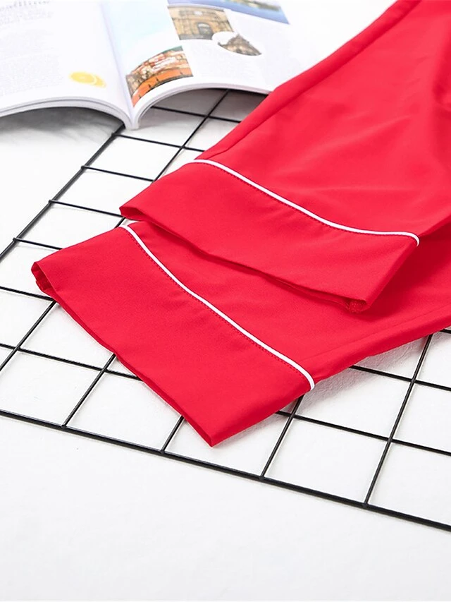 Women's Christmas Pajamas Sets Snowflake Fashion Comfort Soft Home Xmas Daily Polyester Breathable Lapel Long Sleeve Shirt Pant Button Pocket Fall Winter Red 13 Women's Christmas Pajamas Sets Snowflake Fashion Comfort Soft Home Xmas Daily Polyester Breathable Lapel Long Sleeve Shirt Pant Button Pocket Fall Winter Red - Image 13