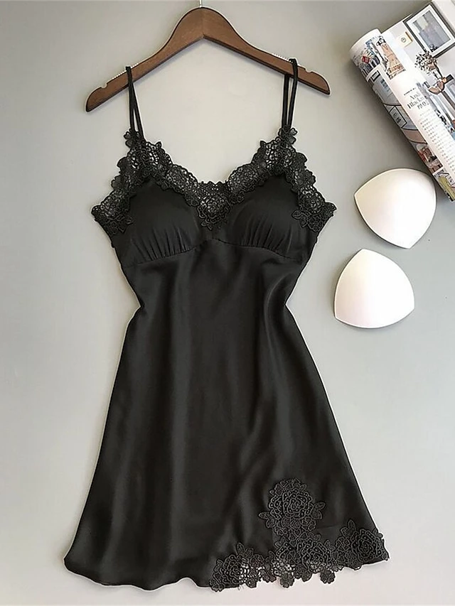 Women's Sexy Lingerie Chemises & Negligees Dress Pure Color Lovers Hot Comfort Home Bed Valentine's Day Spandex Breathable Straps Sleeveless Backless Summer Spring Black Pink 2 Women's Sexy Lingerie Chemises & Negligees Dress Pure Color Lovers Hot Comfort Home Bed Valentine's Day Spandex Breathable Straps Sleeveless Backless Summer Spring Black Pink - Image 2