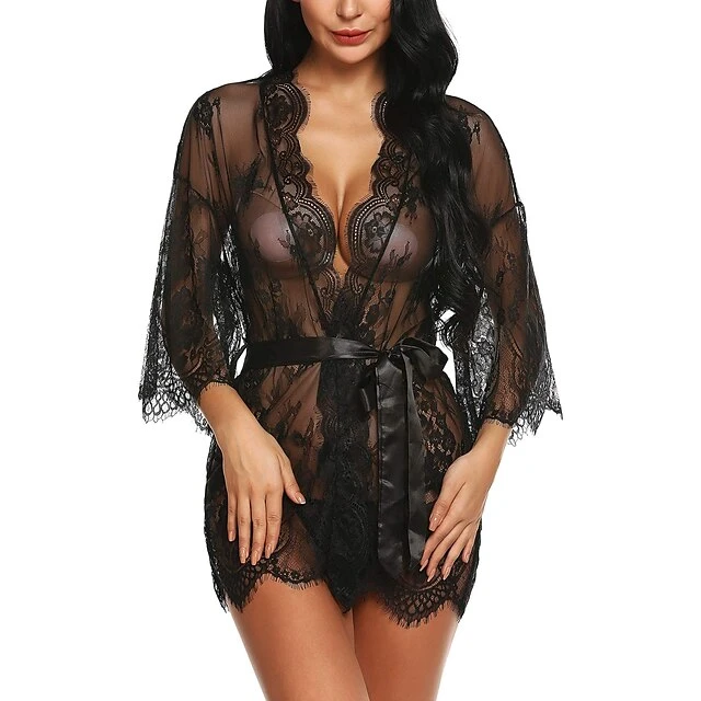 Women's Plus Size Sexy Lingerie Chemises & Negligees Spandex Transparent White Black / Super Sexy 5 Women's Plus Size Sexy Lingerie Chemises & Negligees Spandex Transparent White Black / Super Sexy - Image 5