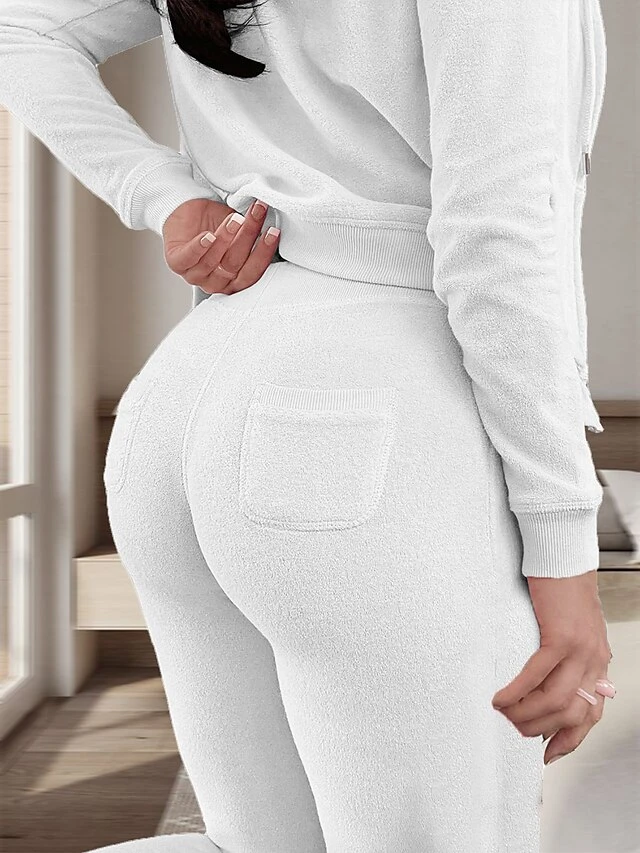 Women's Flannel Lounge Sets Sweasuits 3 Pieces Pure Color Warm Fashion Plush Home Daily BedWarm Breathable Hoodie Long Sleeve Hoodie Pant Fall Winter Claret Lotus Pink 10 Women's Flannel Lounge Sets Sweasuits 3 Pieces Pure Color Warm Fashion Plush Home Daily BedWarm Breathable Hoodie Long Sleeve Hoodie Pant Fall Winter Claret Lotus Pink - Image 10