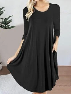 Women's Pajamas Nightgown Nightshirt Dress Pure Color Simple Casual Soft Home Daily Bed Cotton Breathable Crew Neck Half Sleeve Fall Black Red -Deals The Sexy Bra Store obkbvg1692866940919