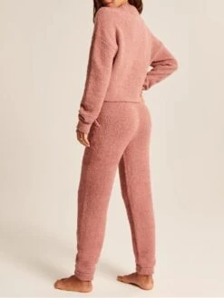 Women's Pajamas Sets Pure Color Warm Fashion Casual Home Daily Bed Polyester Breathable Crew Neck Long Sleeve Pant Fall Winter White Pink -Deals The Sexy Bra Store ocjyqt1692348323493