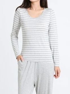 Women's Plus Size Stripe Modal Lounge Top Fashion Street Date Airport Modal Breathable Crew Neck Long Sleeve Summer Fall Black Pink -Deals The Sexy Bra Store ocralt1691126296074