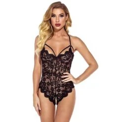 Women‘s Christmas Lingeries Gift Ladies Sexy Tight Open Crotch Free Cutout Hollow Lace Backless Bodysuit -Deals The Sexy Bra Store oepicm1662521260024