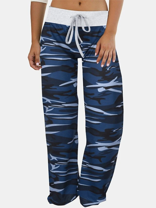 Women's Loungewear Bottom Nighty Camo Comfort Sport Home Cotton Long Pant Spring Summer Blue Purple 3 Women's Loungewear Bottom Nighty Camo Comfort Sport Home Cotton Long Pant Spring Summer Blue Purple - Image 3