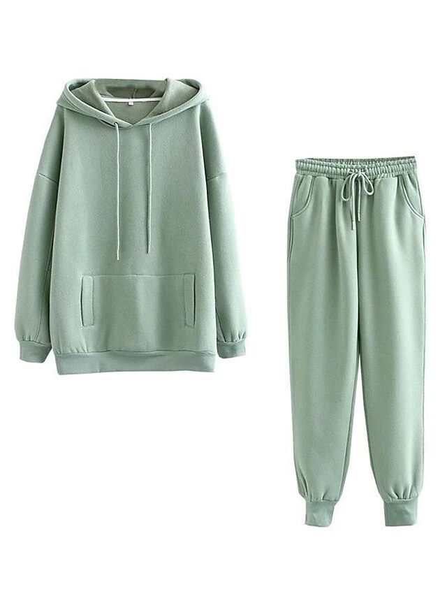 Women's Loungewear Sets Pure Color Warm Fashion Sport Street Daily Going Out Polyester Comfort Warm Hoodie Pocket Fall Winter Black White 8 Women's Loungewear Sets Pure Color Warm Fashion Sport Street Daily Going Out Polyester Comfort Warm Hoodie Pocket Fall Winter Black White - Image 8