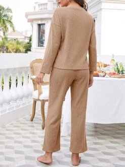 Women's Pajamas Pajama Top And Pant Sets Pure Color Fashion Casual Soft Home Daily Bed Polyester Breathable Crew Neck Long Sleeve T Shirt Tee Shorts Elastic Waist Summer Fall Navy Blue Blue -Deals The Sexy Bra Store ofuibk1689326433709