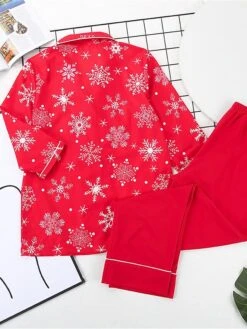 Women's Christmas Pajamas Sets Snowflake Fashion Comfort Soft Home Xmas Daily Polyester Breathable Lapel Long Sleeve Shirt Pant Button Pocket Fall Winter Red 17 Women's Christmas Pajamas Sets Snowflake Fashion Comfort Soft Home Xmas Daily Polyester Breathable Lapel Long Sleeve Shirt Pant Button Pocket Fall Winter Red -Deals The Sexy Bra Store oiqbbk1693206734749