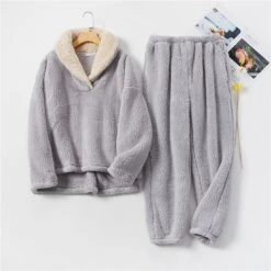 Women's Flannel Warm Pajamas Sets Nighty Pure Color Plush Fashion Comfort Home Christmas Vacation V Wire Long Sleeve Sweater Pant Elastic Waist Fall Winter Gray Purple / Lace Up 27 Women's Flannel Warm Pajamas Sets Nighty Pure Color Plush Fashion Comfort Home Christmas Vacation V Wire Long Sleeve Sweater Pant Elastic Waist Fall Winter Gray Purple / Lace Up -Deals The Sexy Bra Store oirylf1636702395885