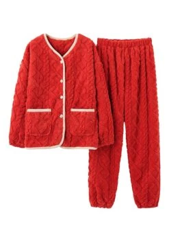 Women's Pajamas Sets Pure Color Warm Comfort Soft Home Daily Bed Flannel Warm Breathable Crew Neck Long Sleeve Cardigan Pant Button Pocket Fall Winter JY5128 JY5136 25 Women's Pajamas Sets Pure Color Warm Comfort Soft Home Daily Bed Flannel Warm Breathable Crew Neck Long Sleeve Cardigan Pant Button Pocket Fall Winter JY5128 JY5136 -Deals The Sexy Bra Store ombgyd1693206677107
