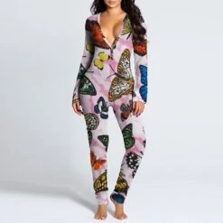 Women's Onesies Jumpsuits Butterfly Flower Funny Soft Party Home Halloween Gift V Wire Long Sleeve Winter Fall Silver Black Black / Buckle / Street / Print 35 Women's Onesies Jumpsuits Butterfly Flower Funny Soft Party Home Halloween Gift V Wire Long Sleeve Winter Fall Silver Black Black / Buckle / Street / Print -Deals The Sexy Bra Store omvfjo1630652388419