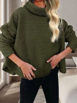 Women's Fleece Turtle Neck Lounge Top Pure Color Casual Comfort Home Street Daily Sherpa Warm Breathable Stand Collar Long Sleeve Pullover Pocket Fall Winter Black Pink 20 Women's Fleece Turtle Neck Lounge Top Pure Color Casual Comfort Home Street Daily Sherpa Warm Breathable Stand Collar Long Sleeve Pullover Pocket Fall Winter Black Pink -Deals The Sexy Bra Store ooemvj1697074793009