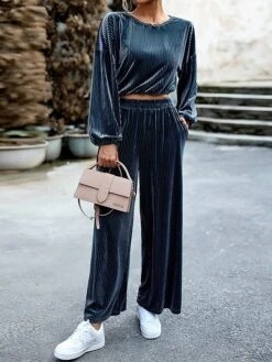 Women's Loungewear Sets Pure Color Fashion Comfort Soft Street Daily Date Polyester Breathable Crew Neck Long Sleeve Pullover Pant Fall Winter Black Pink -Deals The Sexy Bra Store oouhce1691566067522