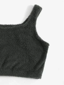 Women's Solid Plush Tank Top And Pants Lounge Sets Casual Comfort Soft Home Street Daily Polyester Breathable Elastic Waist Fall Winter Black White -Deals The Sexy Bra Store oqthwa1688541586428