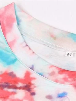 Women's Pajamas Sets Tie Dye Fashion Casual Home Daily Polyester Warm Breathable Crew Neck Long Sleeve Pullover Shorts Pocket Elastic Waist Summer Spring Photo Color -Deals The Sexy Bra Store orlbfv1693467427846