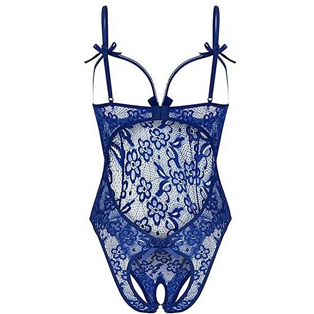 Women'S Exotic Costumes Women Sexy Lace Transparent Bodysuits Erotic Lingerie Open Crotch Porn Underwear Blue 2 Women'S Exotic Costumes Women Sexy Lace Transparent Bodysuits Erotic Lingerie Open Crotch Porn Underwear Blue - Image 2