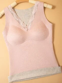 Women's Loungewear Thermal Underwear Pure Color Warm Undergarments Comfort Home Daily Cashmere Warm V Wire Sleeveless Elastic Waist Chest Pads Removable Pad Spring Fall Black Pink 7 Women's Loungewear Thermal Underwear Pure Color Warm Undergarments Comfort Home Daily Cashmere Warm V Wire Sleeveless Elastic Waist Chest Pads Removable Pad Spring Fall Black Pink -Deals The Sexy Bra Store outara1694502331457