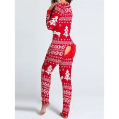 Women's Onesie Pajama For Adult Elk Snowflake Casual Comfort Soft Xmas Home Christmas DailyBreathable V Wire Long Sleeve Hole Fall Winter White Red -Deals The Sexy Bra Store oxgsvo1694164379901