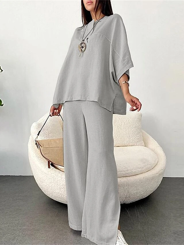 Women's Loungewear Sets Pure Color Basic Casual Comfort Home Street Daily Cotton Breathable V Wire Long Sleeve Hoodie Pant Summer Spring Black Beige 1 Women's Loungewear Sets Pure Color Basic Casual Comfort Home Street Daily Cotton Breathable V Wire Long Sleeve Hoodie Pant Summer Spring Black Beige