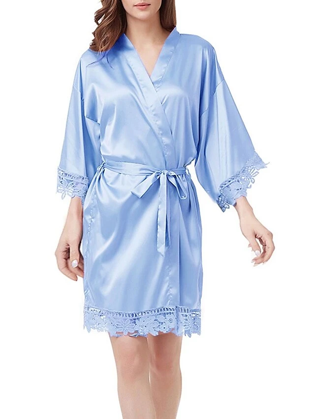 Women's Pajamas Robe Bathrobe Silk Robe Pure Color Casual Comfort Soft Wedding Party Satin Breathable V Wire Long Sleeve Summer Fall Black Light Green 7 Women's Pajamas Robe Bathrobe Silk Robe Pure Color Casual Comfort Soft Wedding Party Satin Breathable V Wire Long Sleeve Summer Fall Black Light Green - Image 7