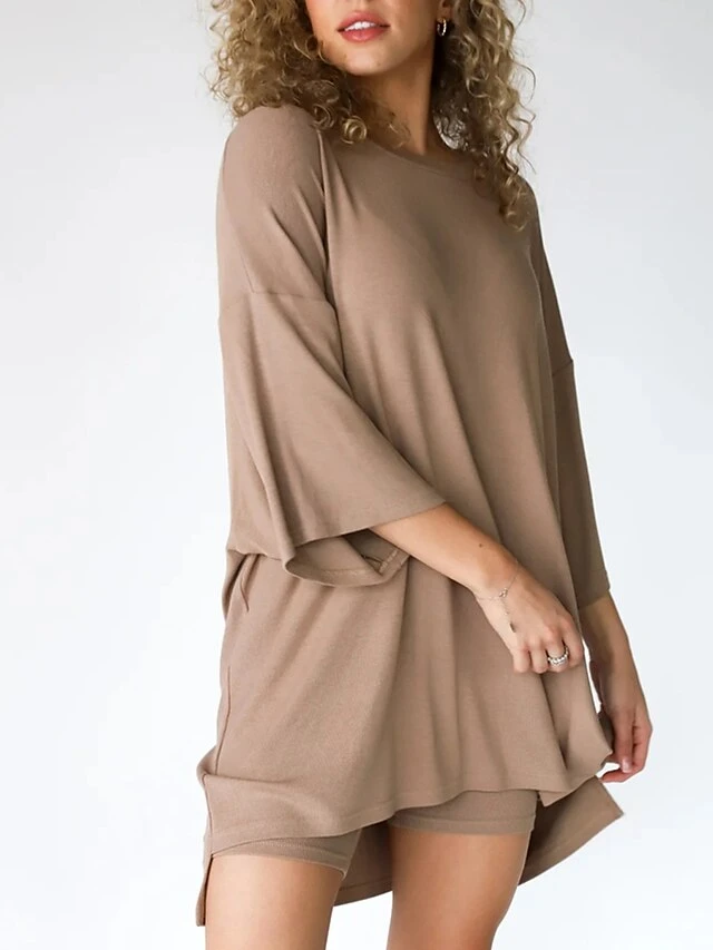 Women's Plus Size Loungewear Sets 2 Pieces Pure Color Fashion Casual Comfort Street Daily Date Polyester Breathable Crew Neck Long Sleeve Shorts Summer Fall Black Light Green 10 Women's Plus Size Loungewear Sets 2 Pieces Pure Color Fashion Casual Comfort Street Daily Date Polyester Breathable Crew Neck Long Sleeve Shorts Summer Fall Black Light Green - Image 10