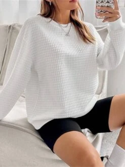 Women's Loungewear Top Pure Color Casual Comfort Soft Home Street Daily Polyester Breathable Crew Neck Long Sleeve Fall Winter Claret Black -Deals The Sexy Bra Store patuwk1693295696892