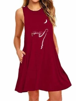 Women's Loungewear Nightshirt Dress Cat Heart Fashion Casual Street Date Airport Cotton Blend Breathable Crew Neck Sleeveless Pocket Summer Spring Black White -Deals The Sexy Bra Store paxytz1679965952050