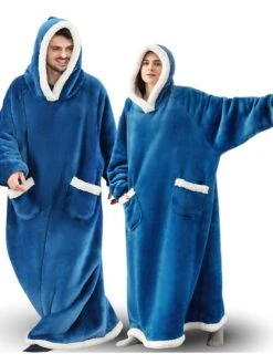 Oversized Wearable Blanket Christmas Flannel Thick Soft Warm Long Hoodie Blanket Big Hooded Sweatshirt Hoodie Blanket For Adults Women Girls Teenagers Teens Men Black -Deals The Sexy Bra Store pbwwvc1662608431893