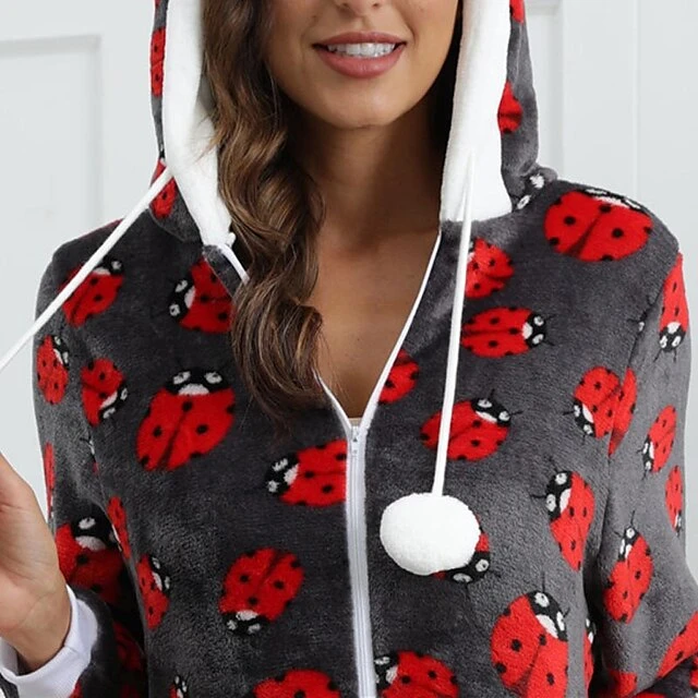 Women's Christmas Pjs Onesies Pajama For Adult Jumpsuits 1 PCS Penguin Animal Plush Simple Comfort Home Christmas Daily Flannel Warm Gift Hoodie Long Sleeve Print Fall Winter Gray Pink 3 Women's Christmas Pjs Onesies Pajama For Adult Jumpsuits 1 PCS Penguin Animal Plush Simple Comfort Home Christmas Daily Flannel Warm Gift Hoodie Long Sleeve Print Fall Winter Gray Pink - Image 3