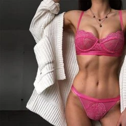 Women's Underwire Bras 3/4 Cup Pure Color Flower / Floral Hook & Eye Wedding Party Date Valentine's Day Polyester Sexy 1 Set White Black / Bra & Panty Set -Deals The Sexy Bra Store pcsuni1642413343557