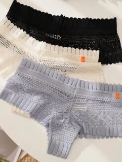 Women's Flower Lace Hole Simple Pure Color Basic Panties Brief Micro-elastic Mid Waist Sexy Nylon 1 PC Green One-Size -Deals The Sexy Bra Store pduuxv1646364672651