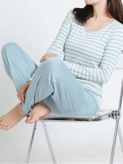 Women's Plus Size Stripe Modal Lounge Top Fashion Street Date Airport Modal Breathable Crew Neck Long Sleeve Summer Fall Black Pink -Deals The Sexy Bra Store pemwxe1691046349724