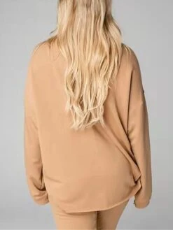 Women's Loungewear Sets Pure Color Fashion Simple Home Daily Vacation Polyester Warm Breathable Crew Neck Long Sleeve Hoodie Pant Elastic Waist Hole Fall Winter Dark Apricot Black -Deals The Sexy Bra Store pflpmn1693899209012