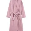 Women's Robe Pure Color Simple Casual Comfort Home Bed Wedding Party Polyester Breathable V Wire Long Sleeve Fall Winter White Pink